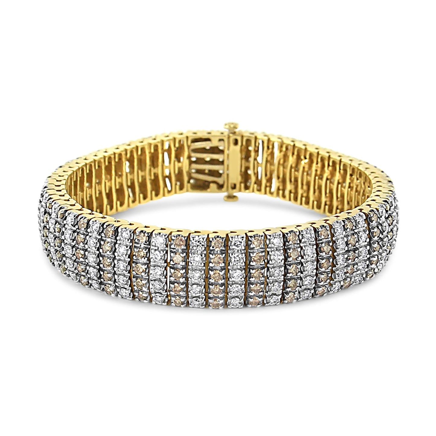 10K Yellow Gold 10 CTW 1/3 Cttw Alternating Coco Color and White - H&S Mall