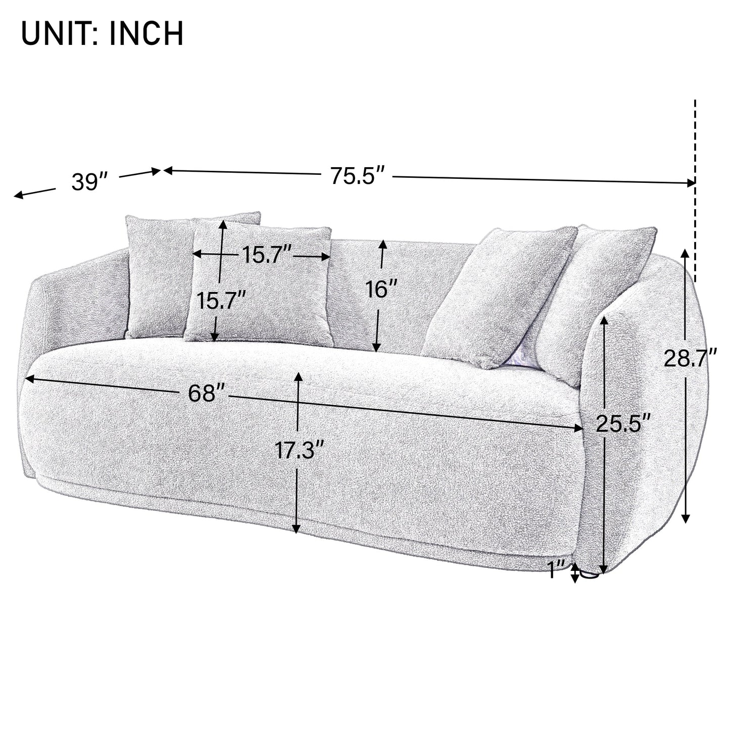 U_Style Upholstered Sofa Set,Modern Arm Chair for Living Room and - H&S Mall